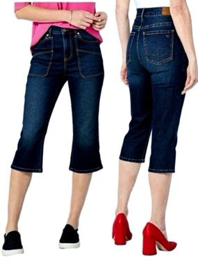 DG2 by Diane Gilman New Classic Stretch Denim Utility Pocket Capris NWOT 18W